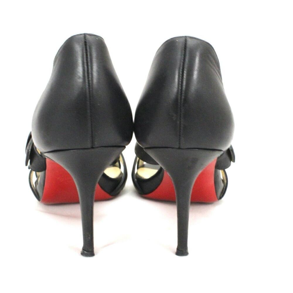 Christian Louboutin Black Leather Stiletto Heels with RESTORED Red Soles